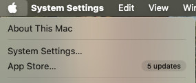 Apple menu showing System Settings option